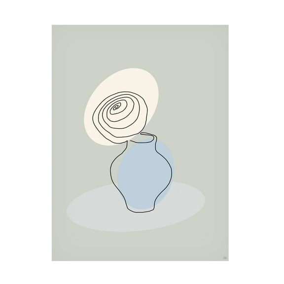 Canvas Wall Art - Line and Brush 'Mod Line Floral 1' Wall Art for Living Room, Bedroom, or Office Décor by Trademark Fine Art - 14 x 19 Inches