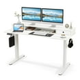 thumbnail image 1 of Costway 55"x 24" Electric Standing Desk with 2 Drawers Monitor Stand Storage Shelf White, 1 of 10