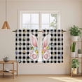 thumbnail image 2 of Easter Kitchen Curtains 54 Inch Length, Spring Rabbits Ears Feet Wildflowers Black Plaid Tiers Curtains for Bathroom Bedroom Cafe, Light Filtering Small Window Treatment Drapes 2 Panels 42"Wx54"L, 2 of 8
