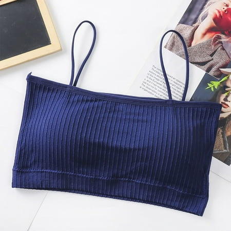 

QWERTYU Padded Bralettes for Women Wireless Bralettes Cami Strap Bralette Royal Blue One Size