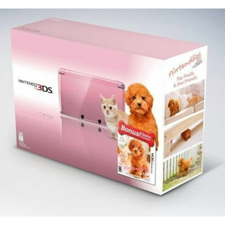 Nintendo - Nintendo 3DS Pearl Pink with Nintendogs Toy Poodle Bundle