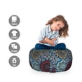 thumbnail image 2 of Moroccan Storage Toy Bag Chair, Patchwork Style Vintage Ottoman Inspiration Retro Motifs, Stuffed Animal Organizer Washable Bag, Small Size, Sand Brown Blue and Ruby, by Ambesonne, 2 of 3