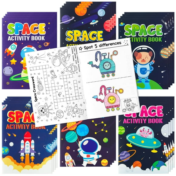 Libros de actividades espaciales X1zuue para fiestas de cumpleaños infantiles, 24 unidades