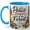 Blue, variant on Peace Begins in the Forest Coffee Mug, Cabin Forest Stream and Sunrise Design, 11 oz Ceramic Cup