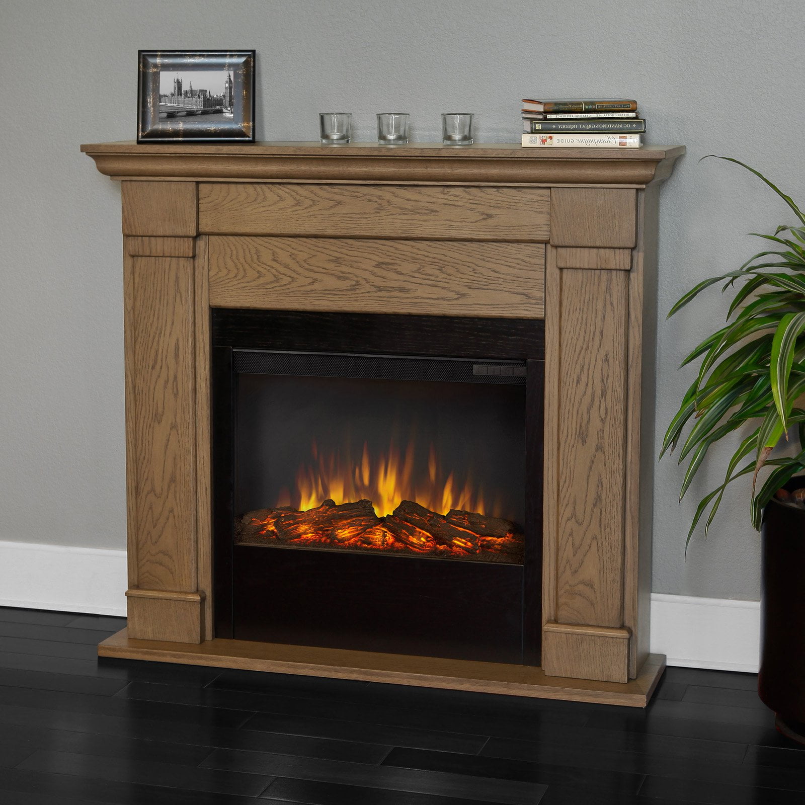 Real Flame Lowry Slim Line Electric Fireplace Blonde Oak