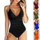 thumbnail image 5 of Bikini Mujer Traje de Baño Trajes de Baño de Control Fruncido Con Cuello En V Para Mujer, Traje de Baño Sólido Con Barriga Profunda., 5 of 6