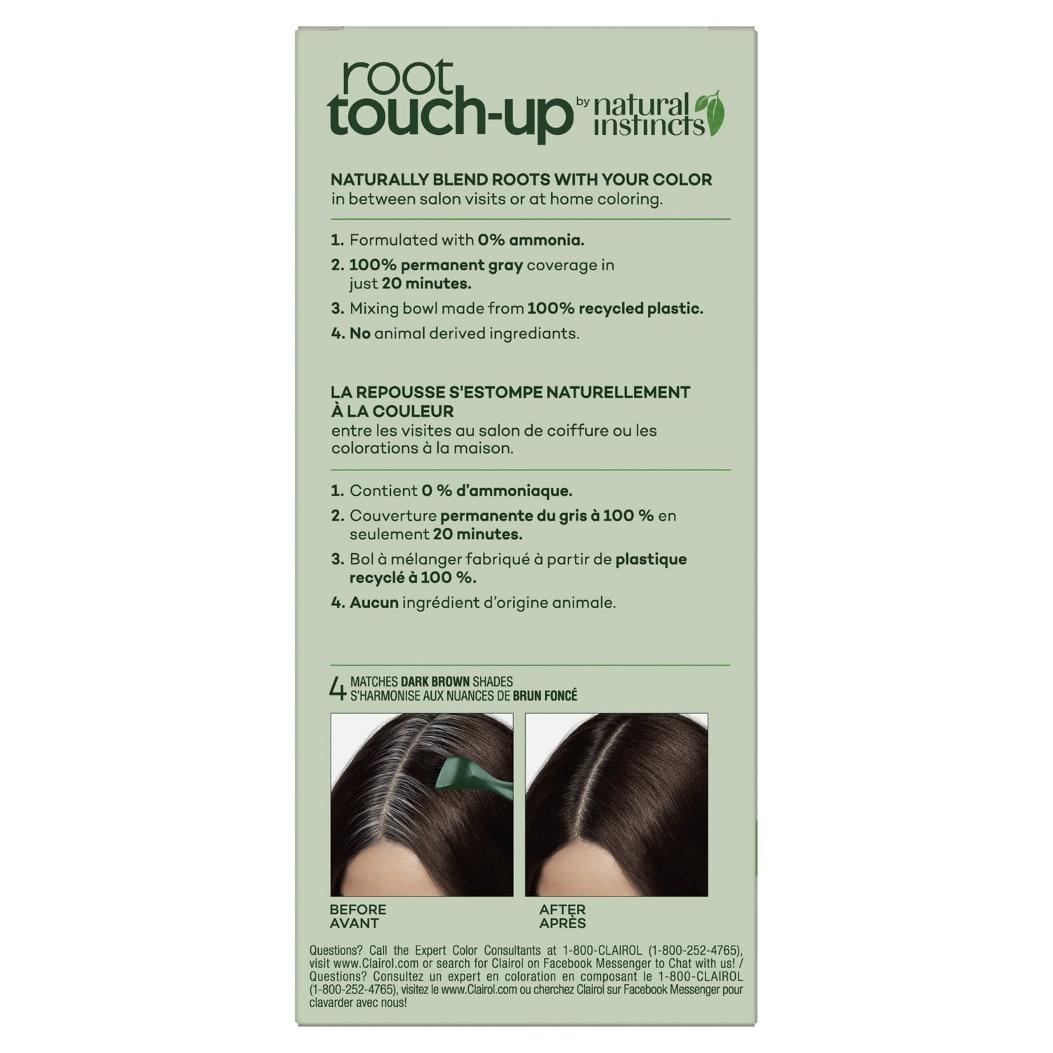 (3 pack) Clairol Root Touch-Up Natural Instincts Permanent Hair Dye, 4 Dark Brown, Hair Color, 1 Kit