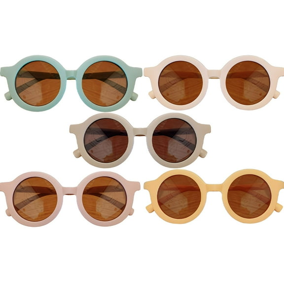 GJX 5Pcs Toddler Sunglasses,Uv Protection Toddler Sunglasses Age 2-4,Ultra-Light Frame Toddler Girl Sunglasses,Style1