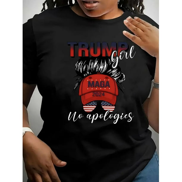 Camiseta de Mujer de Verano SuaveWomen's Patriotic American Flag Print T-Shirt - Casual Crew Neck, Short Sleeve, Stretchy Polyester Blend, Machine Washable - Perfect for Independence Day & Casual At