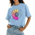 thumbnail image 4 of Outfmvch T Shirts for Women,Spring Tops for Women,Short Sleeve Shirts for Women,Womens Tops,Sunflower Shirt,Workout T Shirts Athletic Summer Trendy Clothes Short Sleeve Spring Tee X1 Light Blue M, 4 of 9