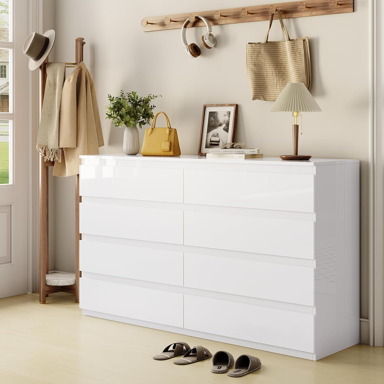 Selooye 8-Drawer Modern Wood Dresser, Wide Chest Drawers