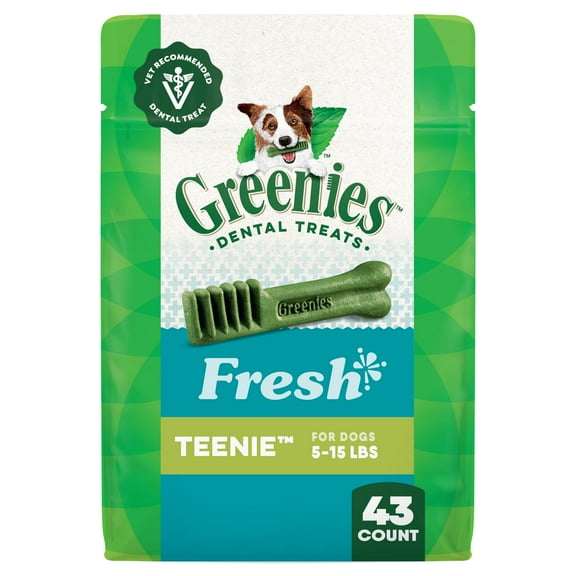 Greenies Fresh Flavor Adult Natural Dental Dog Treats Teenie Size, 12 oz Pack (43 Count)