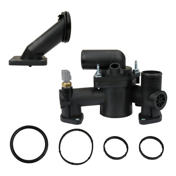 MITZONE Automotive Engine Coolant Thermostat Housing Water Outlet Assembly Compatible with 2004-2005 Jaguar Vanden Plas XJR XJ8 2003-2005 Jaguar S-Type 4.2L V8