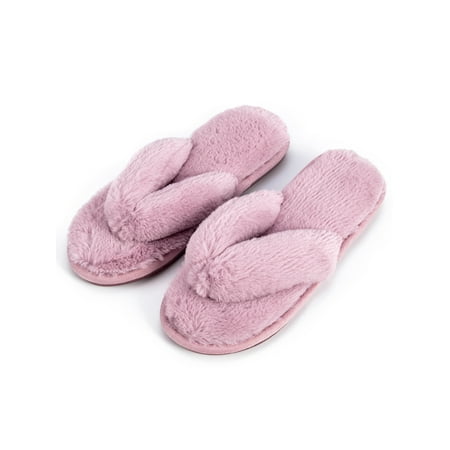 

Classy Indoor Cotton Plush Flip Flops Non-slip Silent Solid Color Cotton Plush Home Slippers