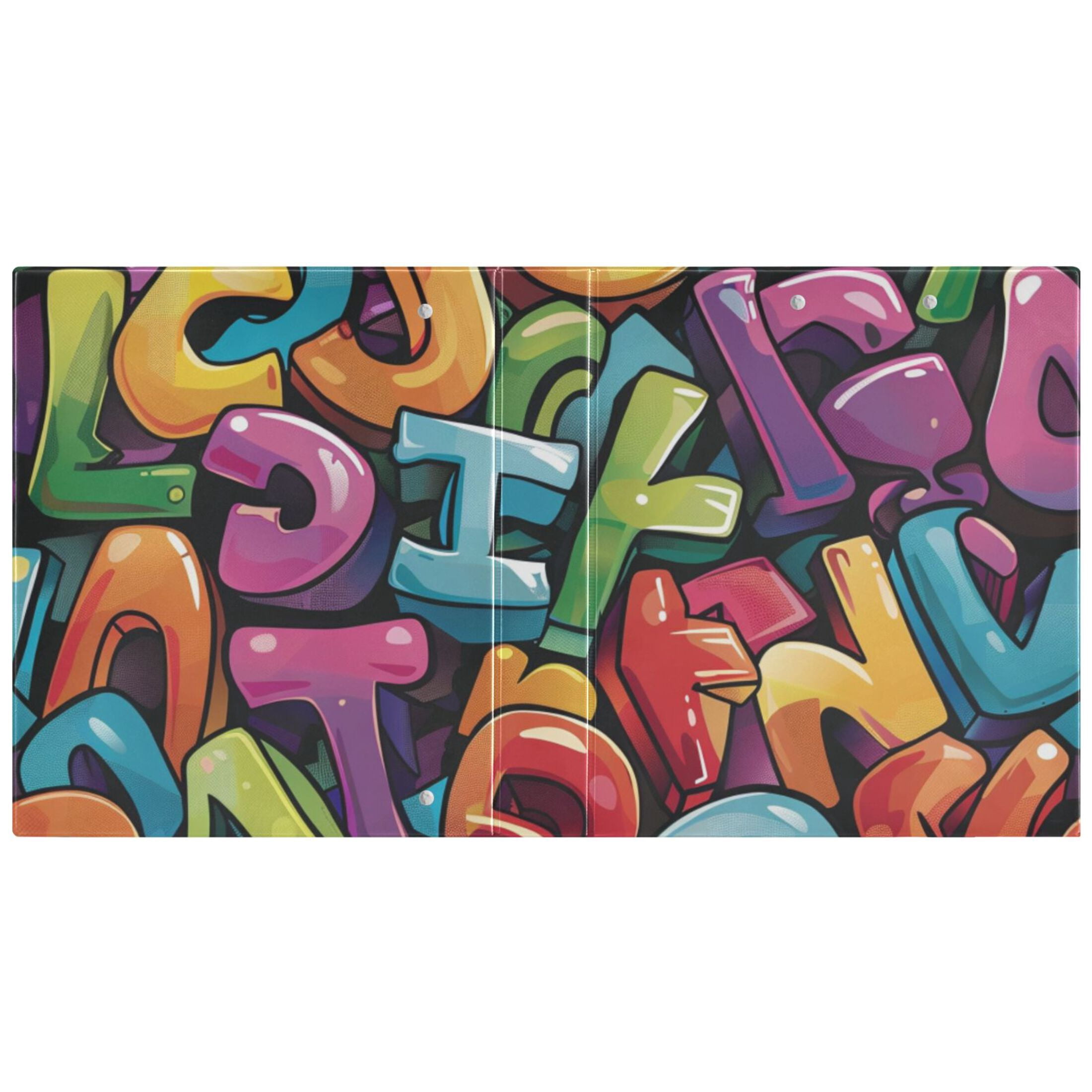 Cartoon Words 3 Ring Binders 1.5 inch Hardcover File Folders with Interior Pockets A4 Size Organizer for School Office Hospital