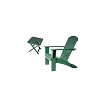 Cedar Adirondack Chair & Table Set - Extra Wide, Bottle Opener - Forest Green