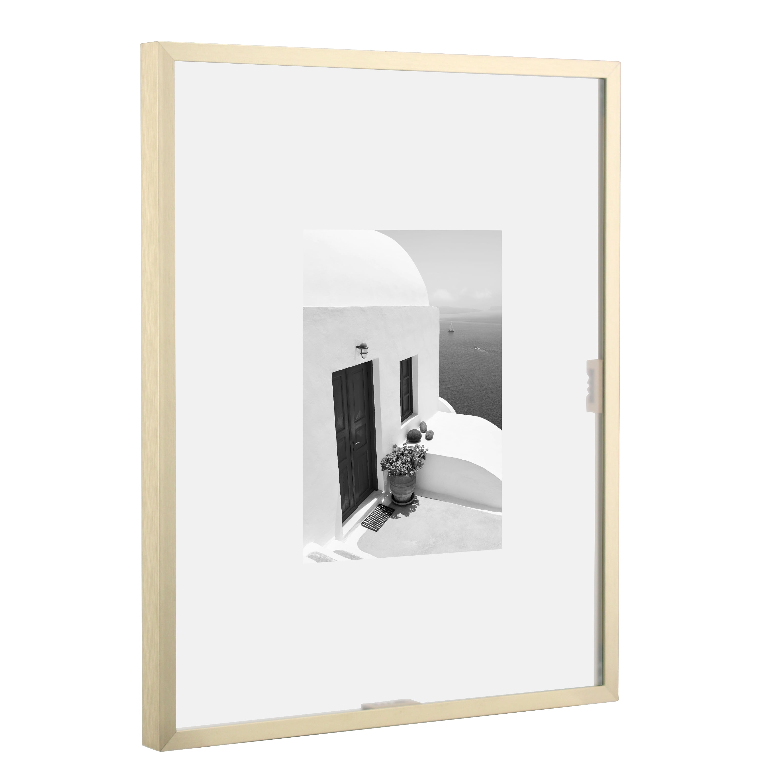 Better Homes & Gardens 11x14 Metal Gallery Wall Floating Picture Frame, Gold, Non Glare