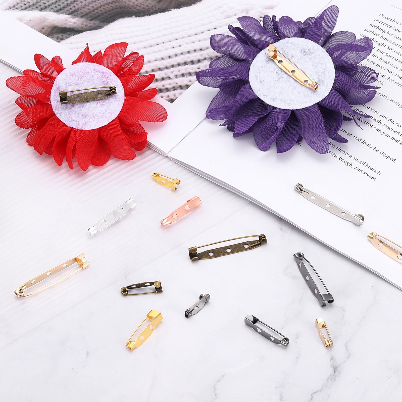 Uxcell 200 Pcs Brooch Pin Backs, Metal Bar Pins Backs Safety Clasp for DIY Crafts Name Tags Badges Corsage Jewelry Making(25/30/35/40mm, Grey)