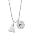 thumbnail image 1 of Delight Jewelry Resin Ghost Silvertone Script Initial Disc - T - Charm Necklace, 20"+3", 1 of 4