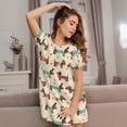 thumbnail image 3 of KLL Chemise de Nuit à Manches Courtes pour Femmes avec Imprimé Teckel et Chiot, Confortable, Col Rond, Mignonne, avec Volants, 3 of 6