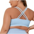 thumbnail image 4 of Aobny Supportive Women's Bras Blue Nylon Workout Sport Cross-Back Lift Solid Ladies Tops Support,S-4XL, 4 of 6
