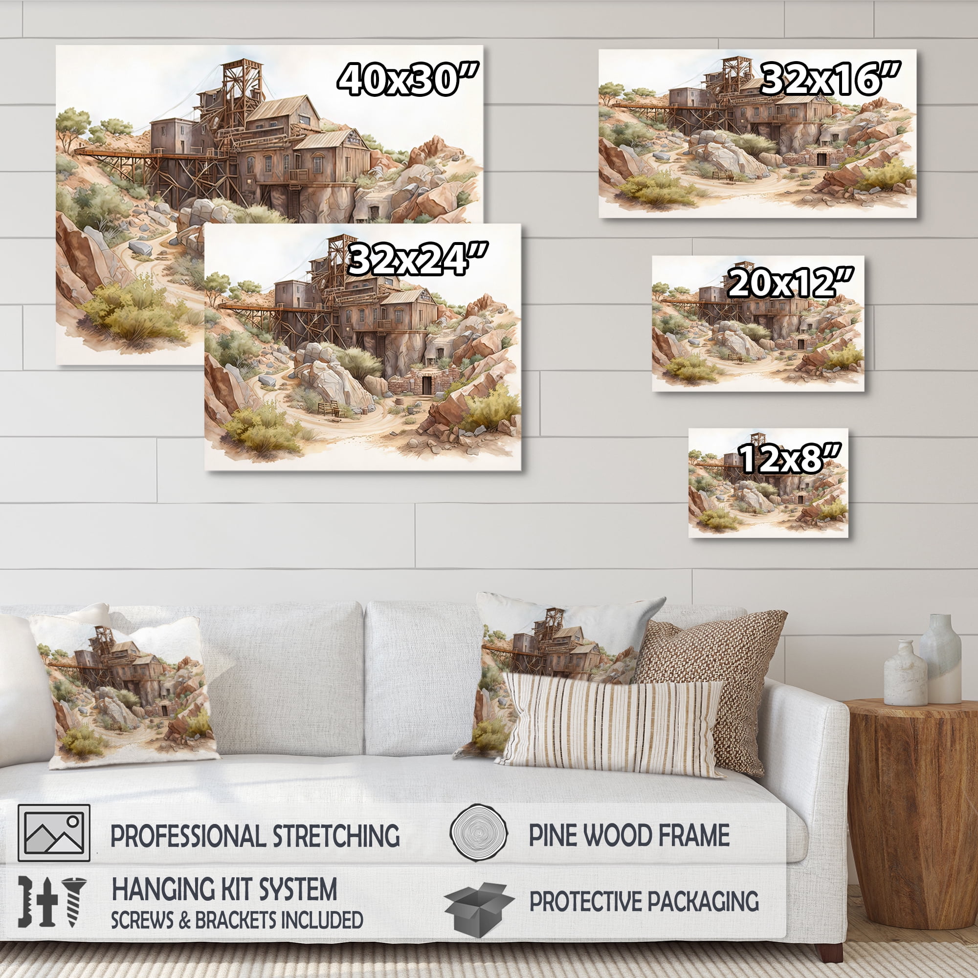 Designart Arizona Wild West Gold Mine I Canvas Wall Art