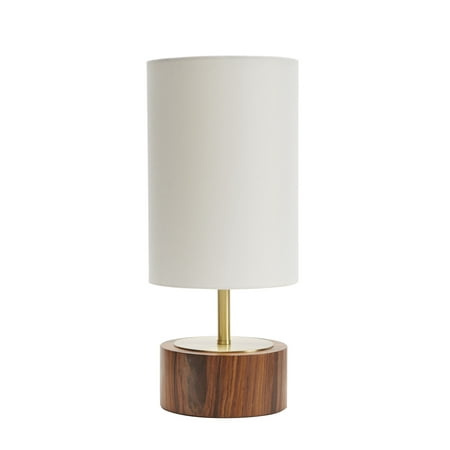 Better Homes & Gardens Woodgrain Touch Table Lamp, Walnut and Brushed Brass