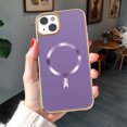 thumbnail image 2 of for iPhone 15 Plus Case Magnetic Ultra Slim Plating Design, TPU + PC Hybrid Shockproof Anti-Scratch Back Cover, Lightweight Drop Protective Phone Case Cover for iPhone 15 Plus, Darkpurple, 2 of 7