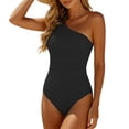 thumbnail image 3 of Conairie Women's One Shoulder Tummy Control One Piece Swimsuit Modest Full Coverage Bathing Suit Black XXL, 3 of 6