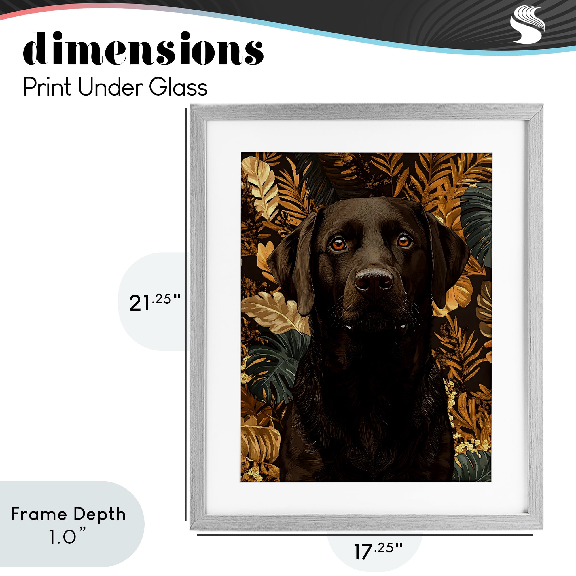 Stupell Industries Labrador with Golden Leaves Gray Framed Print Under Glass, design by Creative Studio