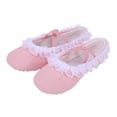 thumbnail image 2 of LEKWK Toddler Girls Ballet Shoes Ruffled Lace Trim Cross Elastic Strap Dance Shoes Cute Soft Flat Ballet Slippers Training Gymnastics Performance Footwear 2-12Y, 2 of 9