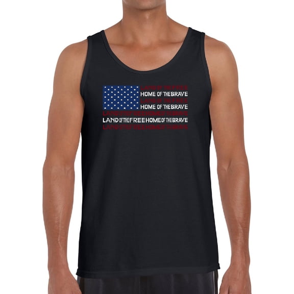 Men's Word Art Tank Top - Land of the Free American Flag