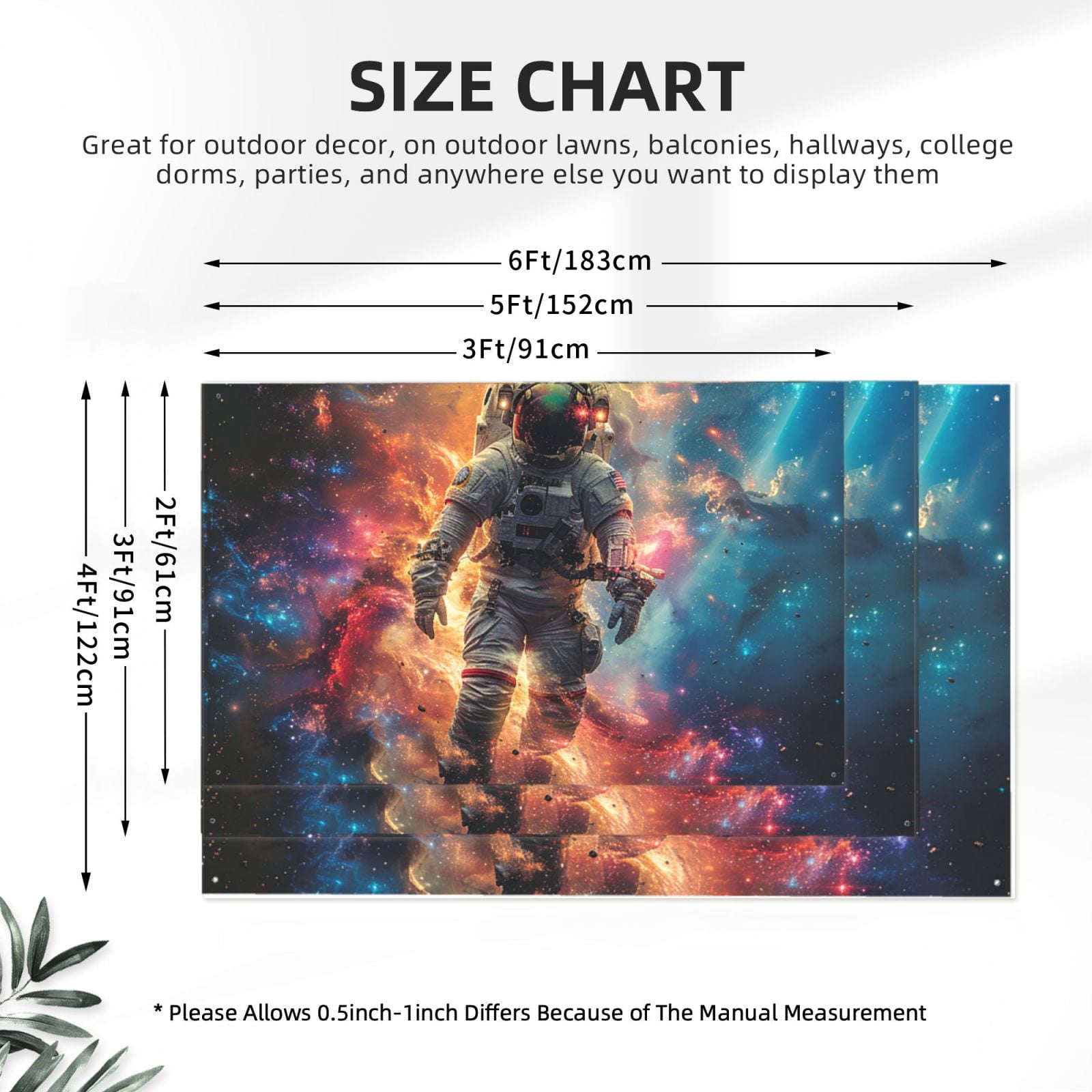 Astronaut Planet Space Galaxy Psychedelic Four Hole Decorated Banner Flag for Garden Yard Home Decoration Indoor Outdoor 4x6 Ft