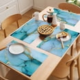 thumbnail image 5 of Teal Marble Placemats Set of 12 Modern Ink Painting Luxury Modern Art Place Mats Indoor Wipeable Table Mats Washable Cloth Dining Table Placemats for Kitchen Holiday Party Home Decor 13x19 Inch, 5 of 9