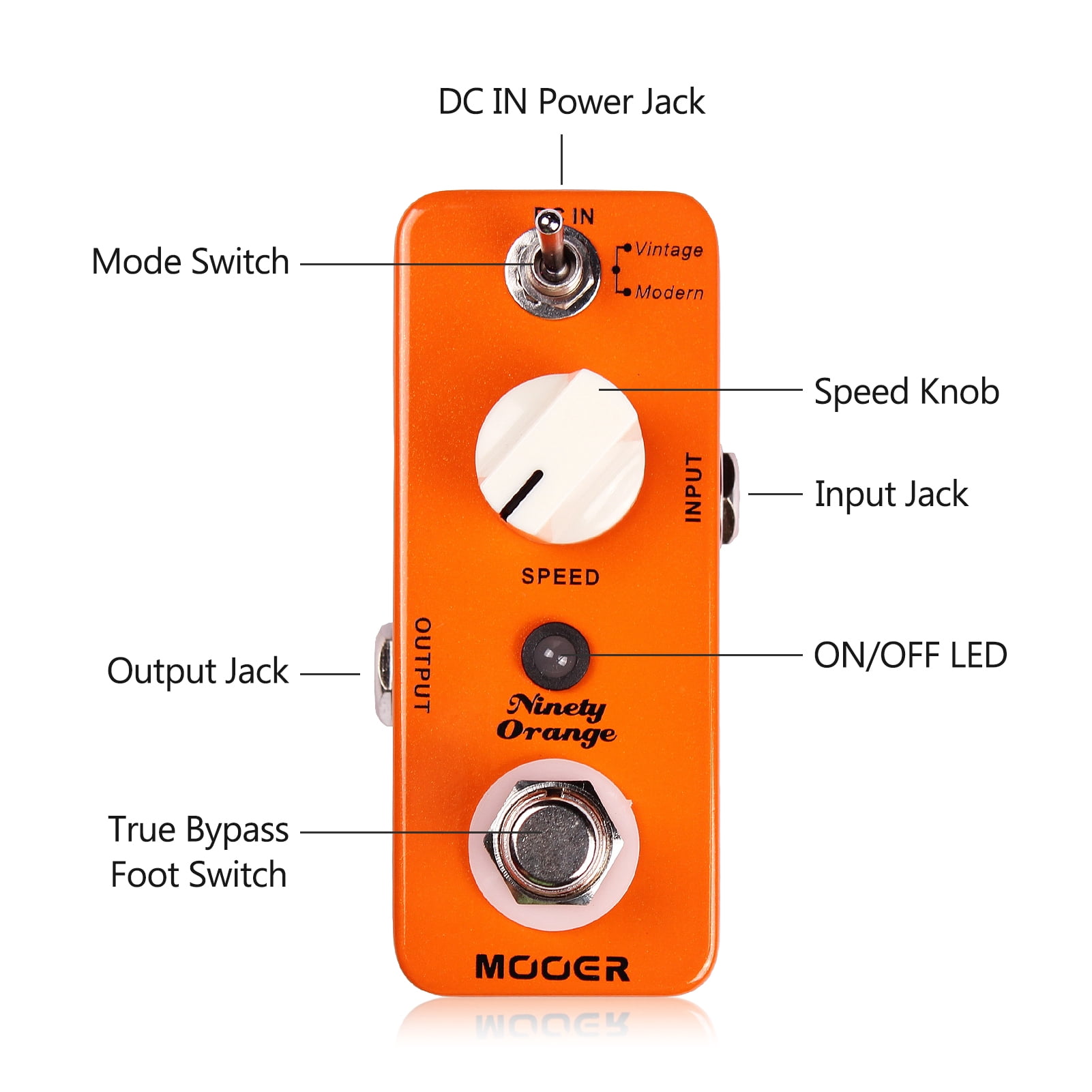 MOOER Mooer Ninety Orange Micro Mini Analog Phaser Electric Guitar Effect Pedal True Bypass