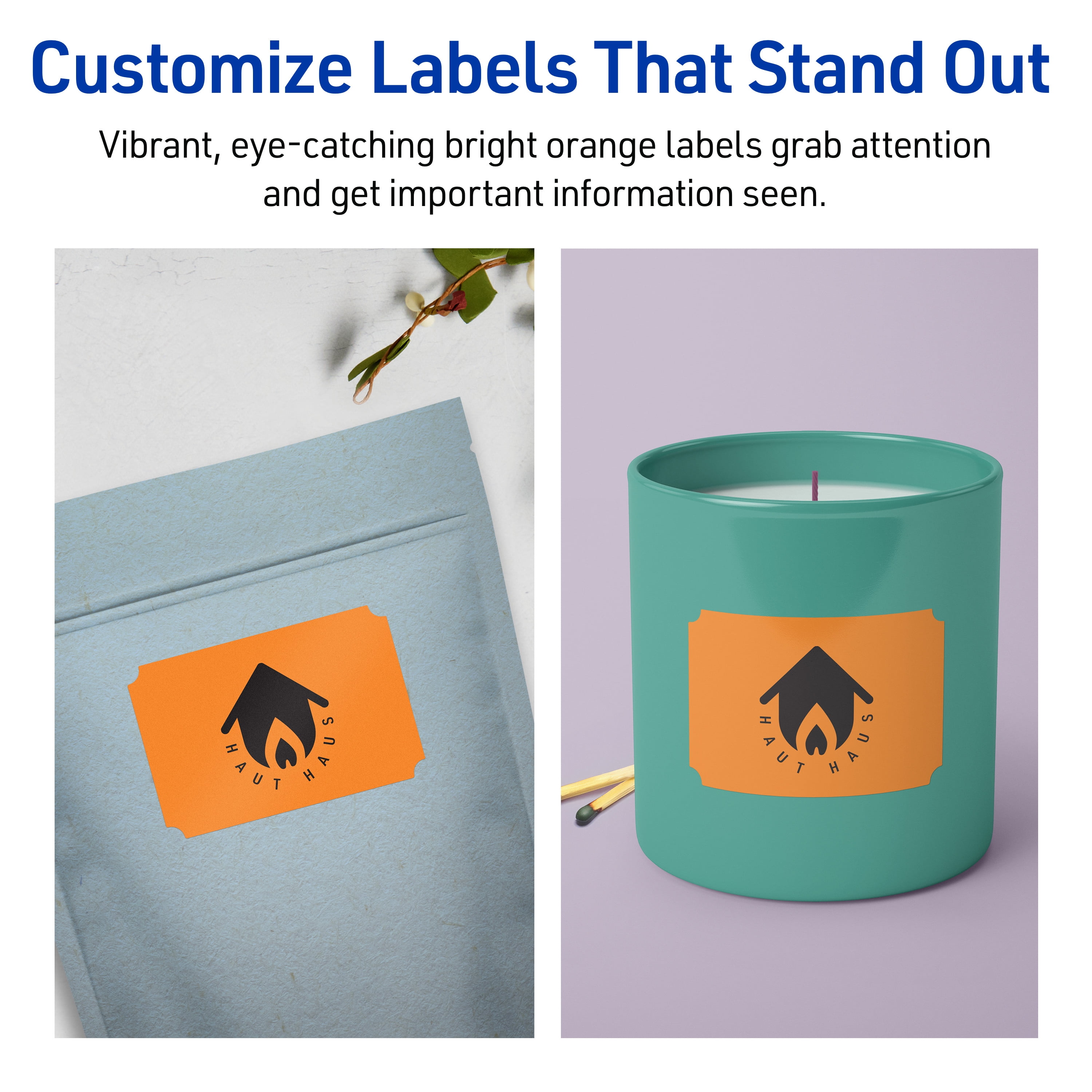 Avery Rectangle Scalloped Labels, Bright Orange, 2" x 3", 640ct