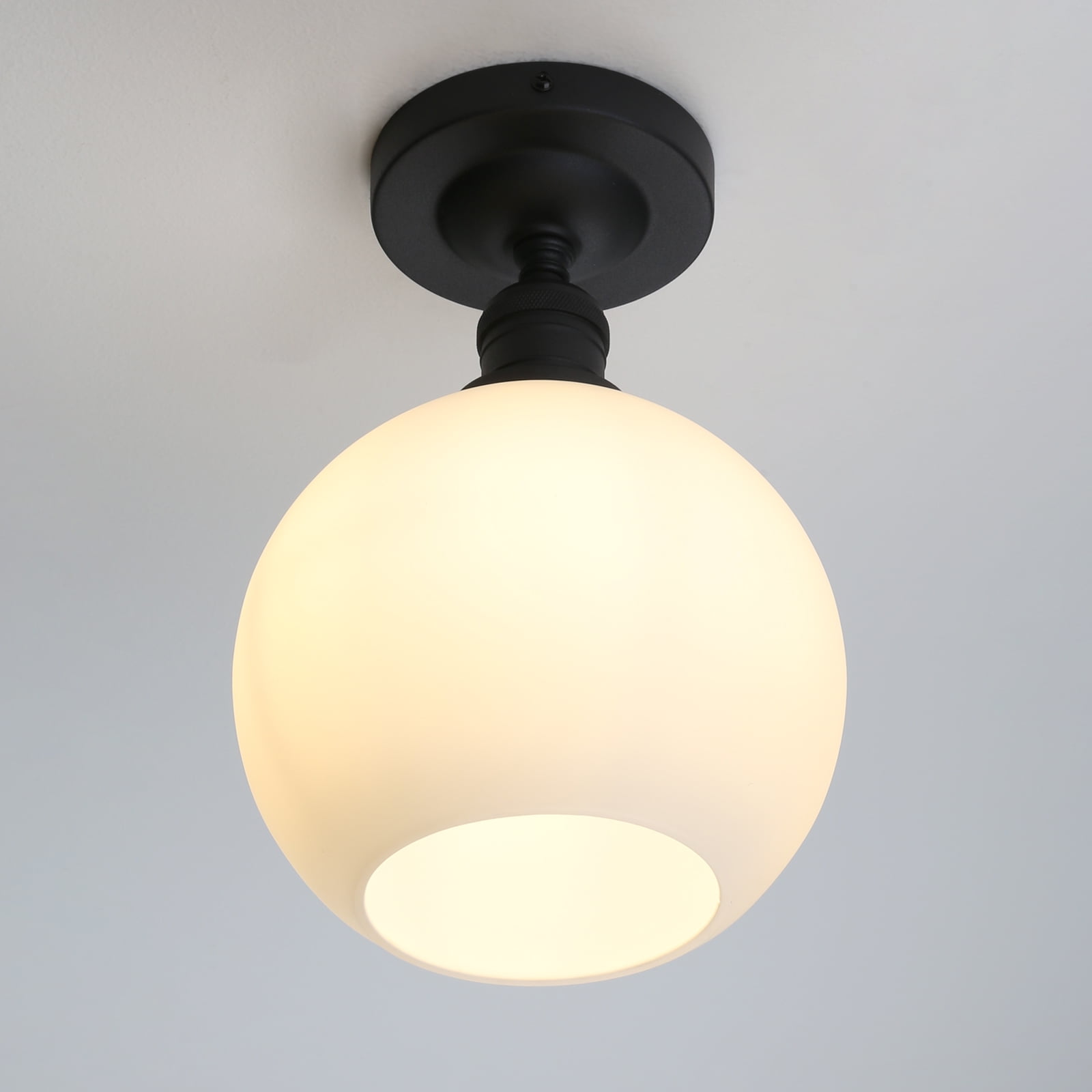 1-Light Ceiling Light, Industrial Globe Cream Glass Shade Close to Ceiling Light for Kitchen Island