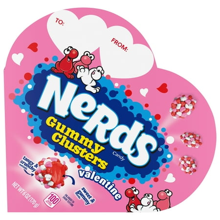 Nerds Valentine's Gummy Clusters Candy, Heart Shaped Box, 6oz