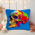 thumbnail image 5 of Colorful Skull Head Halloween DIY Latch Hook Pillow Kits for Adults Printed Pillowcase Crochet Yarns Hooking Handmade Pillow Cover Cushion for Home Sofa Decoration 17x17inch, 5 of 7