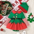 thumbnail image 2 of QHFBli Toddler Baby Girls Christmas Outfits Long Sleeve Print Elf Romper Xmas Dresses Fall Winter Clothes, 2 of 9