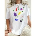 thumbnail image 1 of Camiseta básica para mujer verano1pc Women'S Casual Round Neck Short Sleeve T-Shirt with Colorful Cartoon Leaf Figures Print, Fashion Trendy Knit Polyester Tee, Comfortable All-Season TopFather's Da, 1 of 6