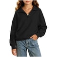 thumbnail image 2 of Ashirexll Girls Sweatshirts Solid Half Zip Turn Down Collar Pullover Sweatshirt for Big Girls 5-16 Years, 2 of 7