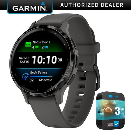 Garmin 010-02785-00 Venu 3S Health Fitness GPS Smartwatch Steel Bezel with Pebble Gray Case 41mm Bundle with Premium 3 YEAR CPS Enhanced Protection Pack