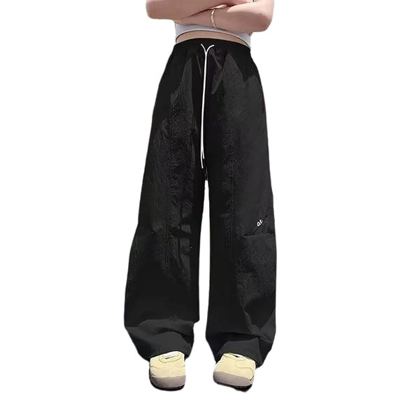 ZHOGXU Trendy Elastic Waist Drawstring Solid Color Wide Leg Jogger Kids Girls Pants Outdoor Activities