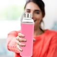 thumbnail image 2 of 550ml Fashion Simple Borosilicate Glass Water Bottle Portable Water Cup with Tea Filter (Red+Cup Sleeve), 2 of 8