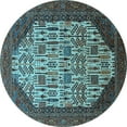 thumbnail image 1 of Ahgly Company Indoor Round Oriental Light Blue Industrial Area Rugs, 5' Round, 1 of 4