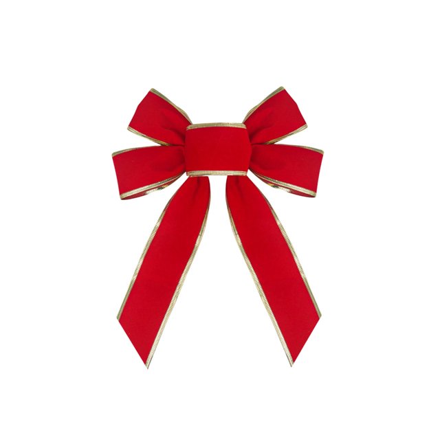Velvet Ribbon Christmas Red Swallowtail Bow Decoration Wires Trims Flocking Bow