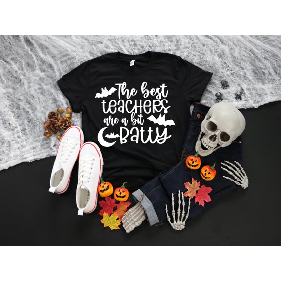 Women's Teacher Halloween Shirt The Best Teachers are a Bit Batty Halloween