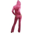 thumbnail image 2 of ToBeInStyle Women's Velour Tracksuit Zip-Up Hooded Jacket and Matching Pants, 2 of 3