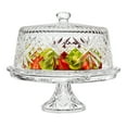 thumbnail image 2 of Godinger 4 in 1 Cake Stand, Cake Platter and Serving Plate Platter with Dome Cover, for Pastries, Desserts & More, Multi-Purpose Use - Dublin Crystal Collection, 2 of 5